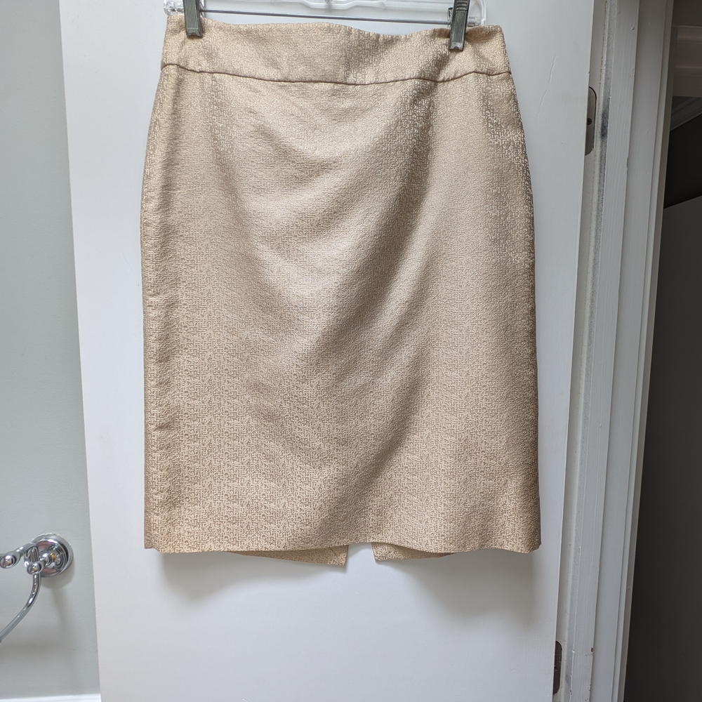 J. Crew Textured Gold Silk Pencil Silk